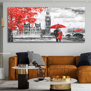 Couple in London City Canvas Wall Painting