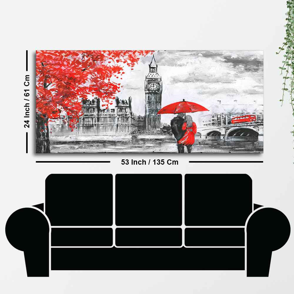 Couple in London City Canvas Wall Painting