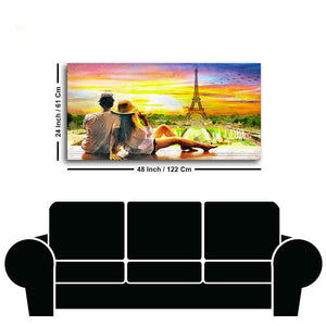 Couple Watching Sunset Paris Canvas Wall Painting