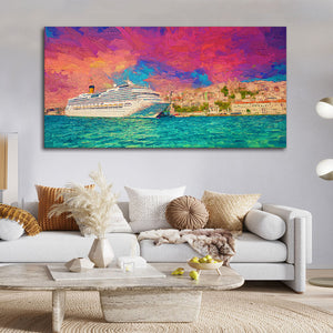 Cruise Ship at Harbour Premium Wall Painting