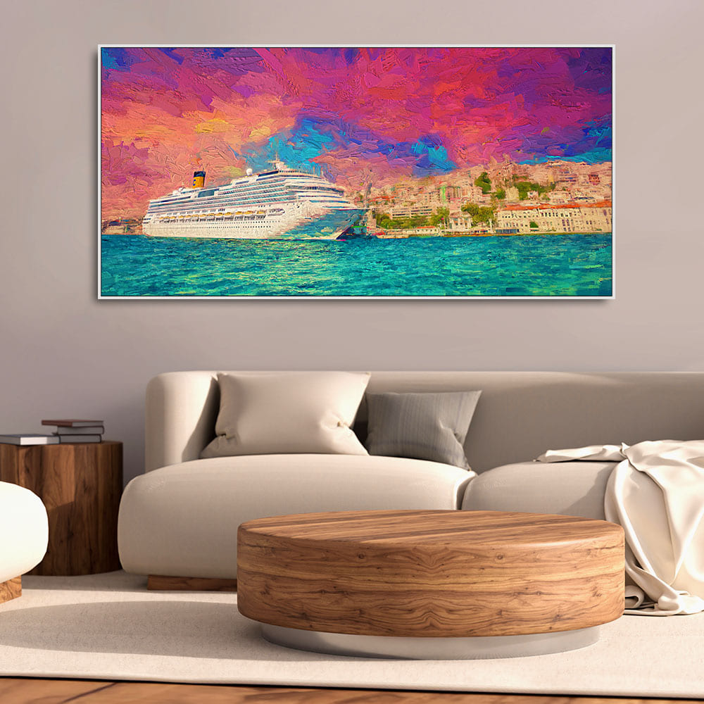 Cruise Ship at Harbour Premium Wall Painting