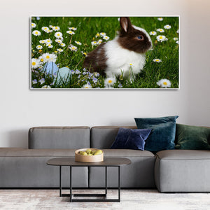 Cute Little White & Brown Bunny Premium Wall Painting