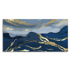 Dark Mountains and Golden Sky Premium Canvas Wall Painting