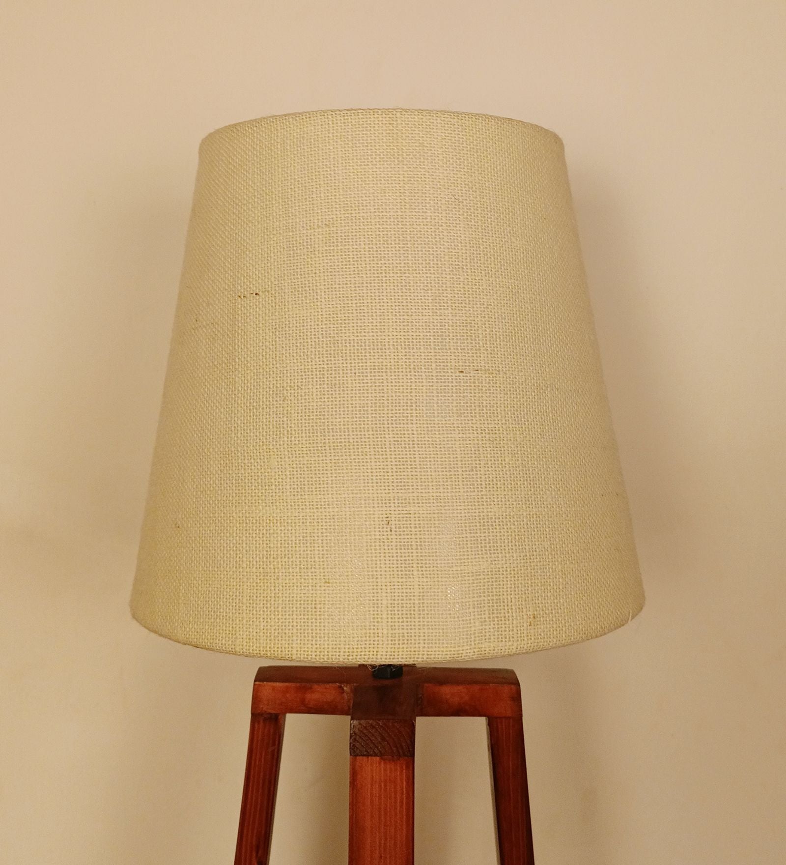 Decorative Wooden Table Lamp with Jute Shade & Brown Base