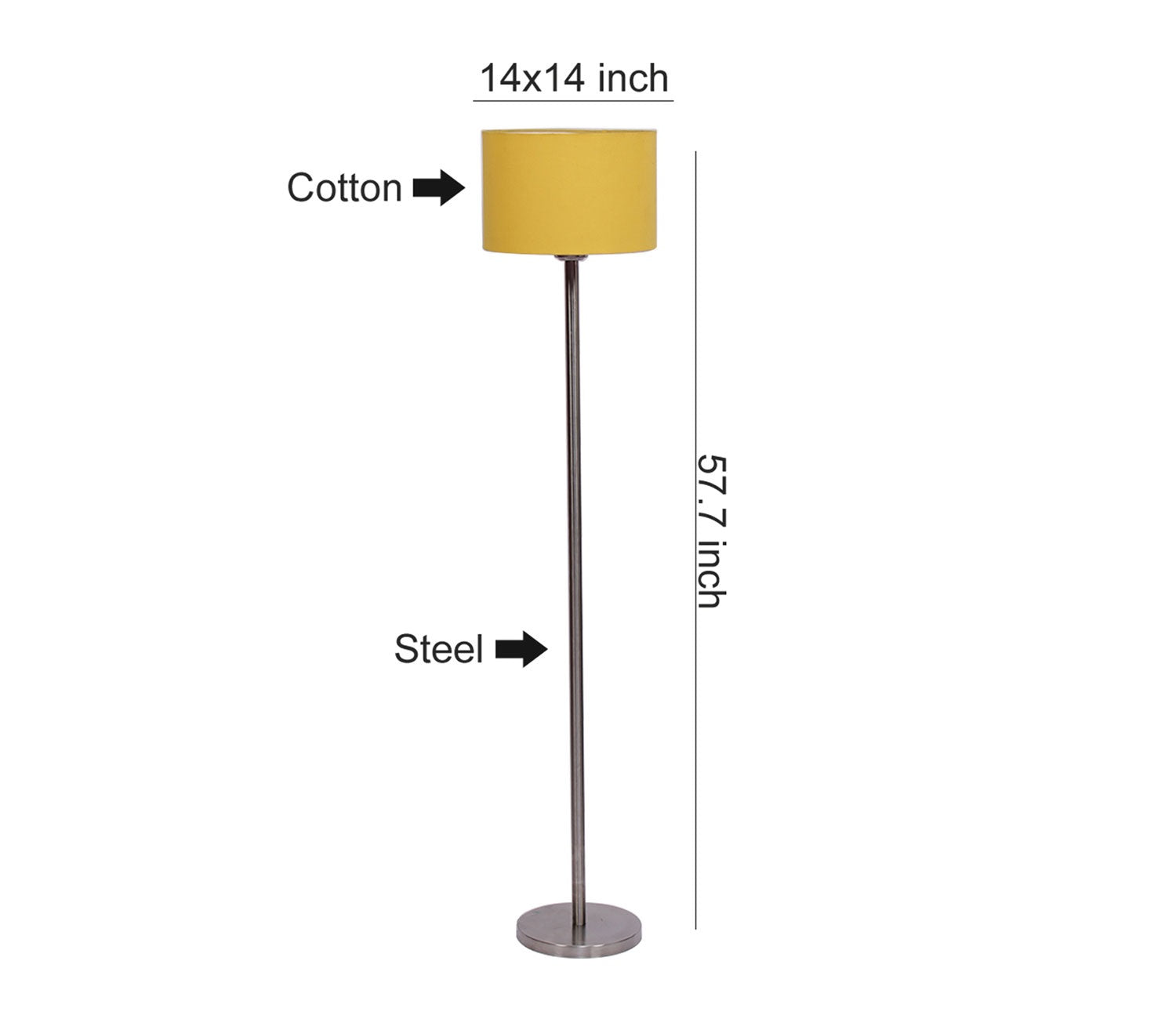 Decorative Yellow Color Drum Shaped Designer Steel Floor Lamp
