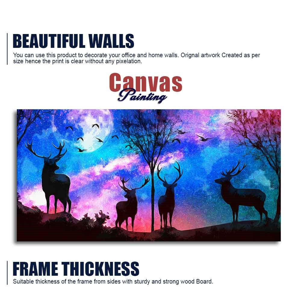 Deer Silhouette Colorful Sky Wall Painting