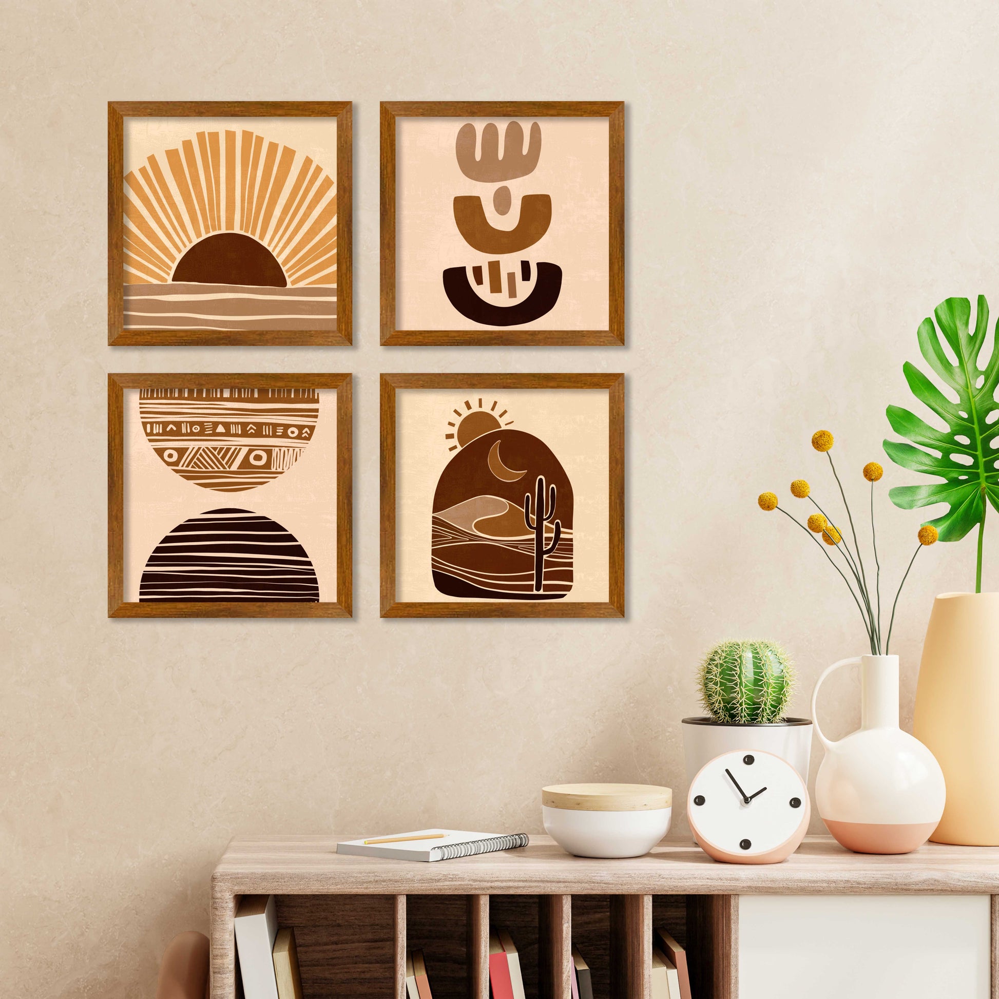 Desert Abstract Art Wall Frame Set of Four