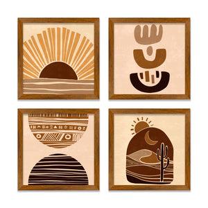 Desert Abstract Art Wall Frame Set of Four