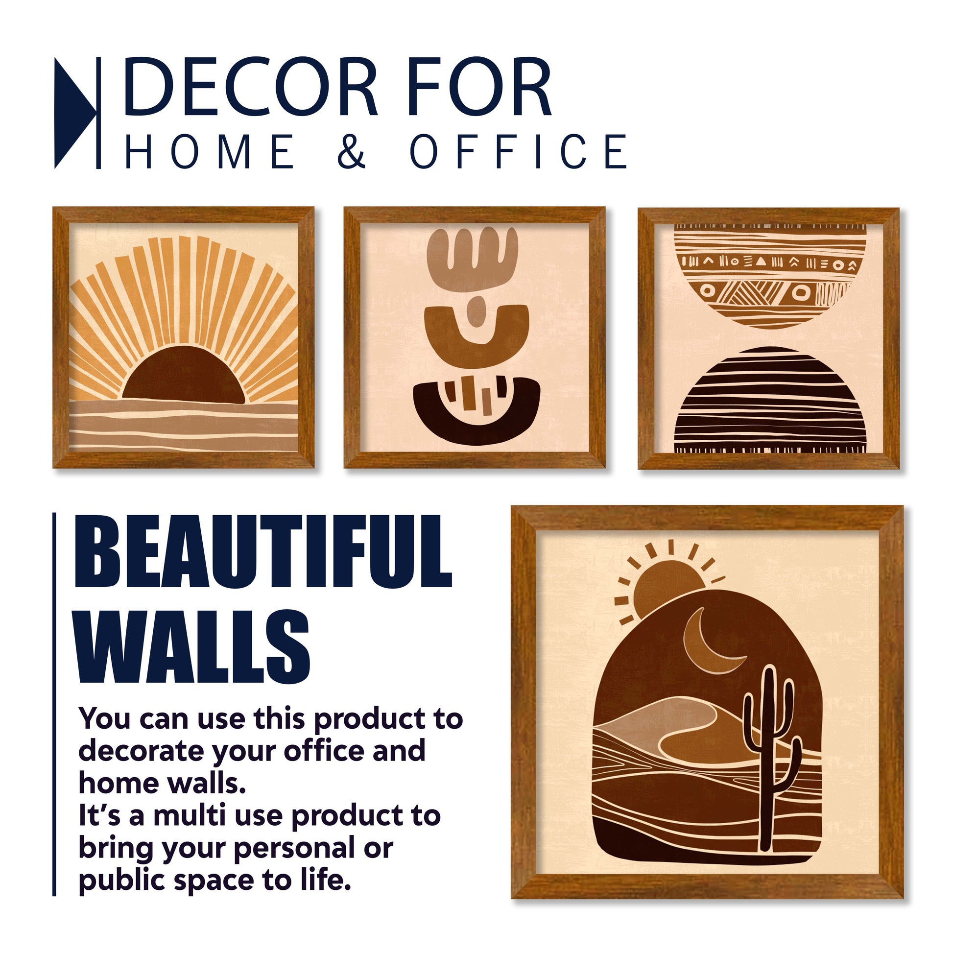 Desert Abstract Art Wall Frame Set of Four