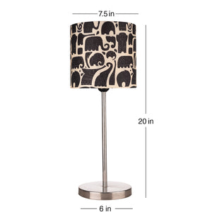 Designer Elephant Shade Table Lamp with Silver Finish Base