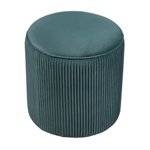 Designer Wide Round Tufted Dark Green Velvet Ottoman