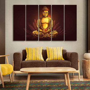 Devotional Buddha Meditating Canvas Wall Painting