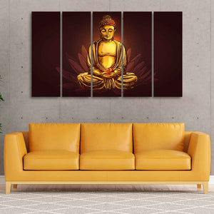 Devotional Buddha Meditating Canvas Wall Painting