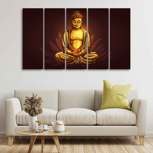 Devotional Buddha Meditating Canvas Wall Painting