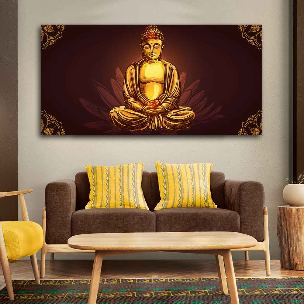 Devotional Buddha Meditating Canvas Wall Painting