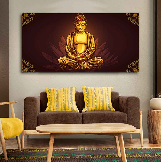 Devotional Buddha Meditating Canvas Wall Painting