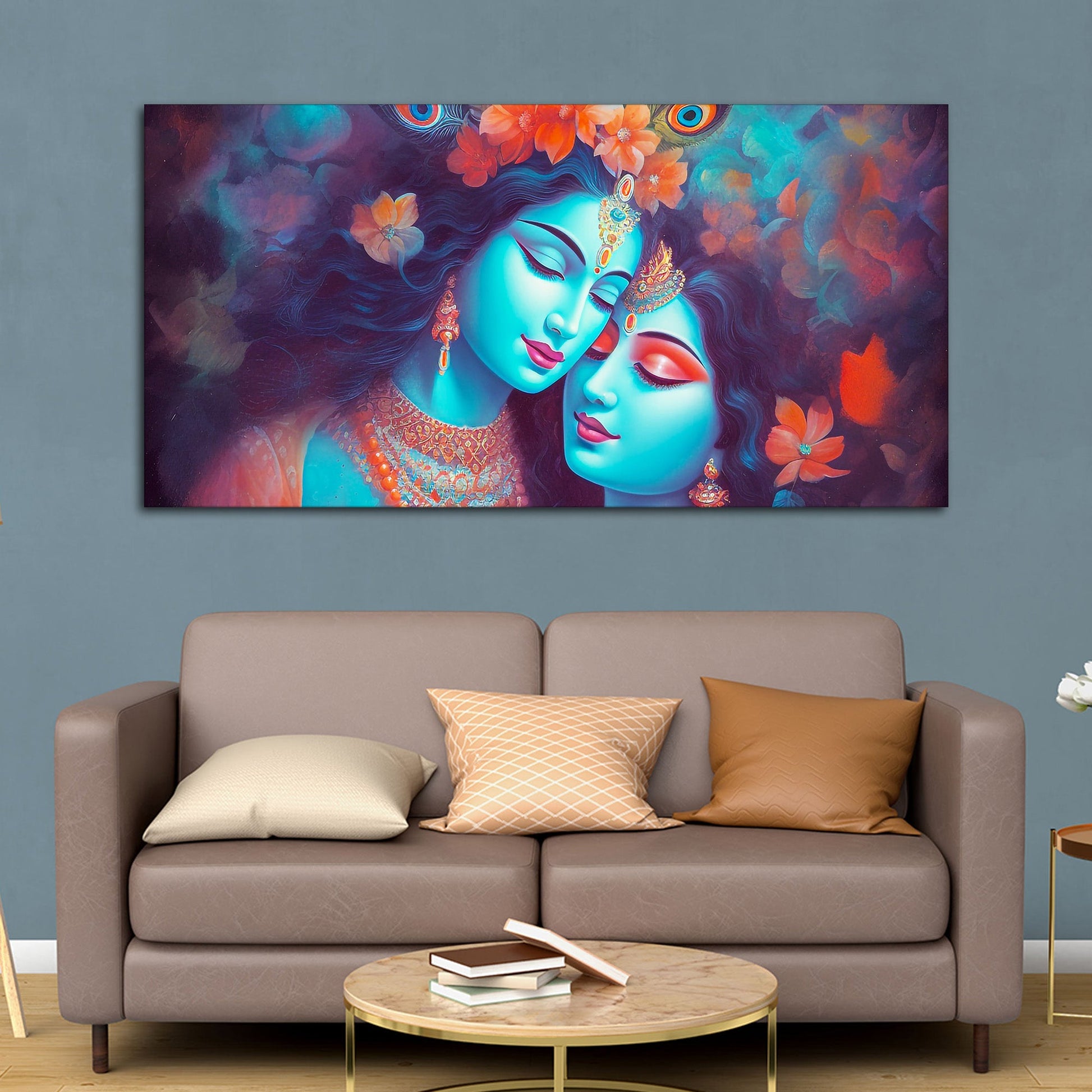 Divine Aura Radha Krishna Canvas Wall Painting