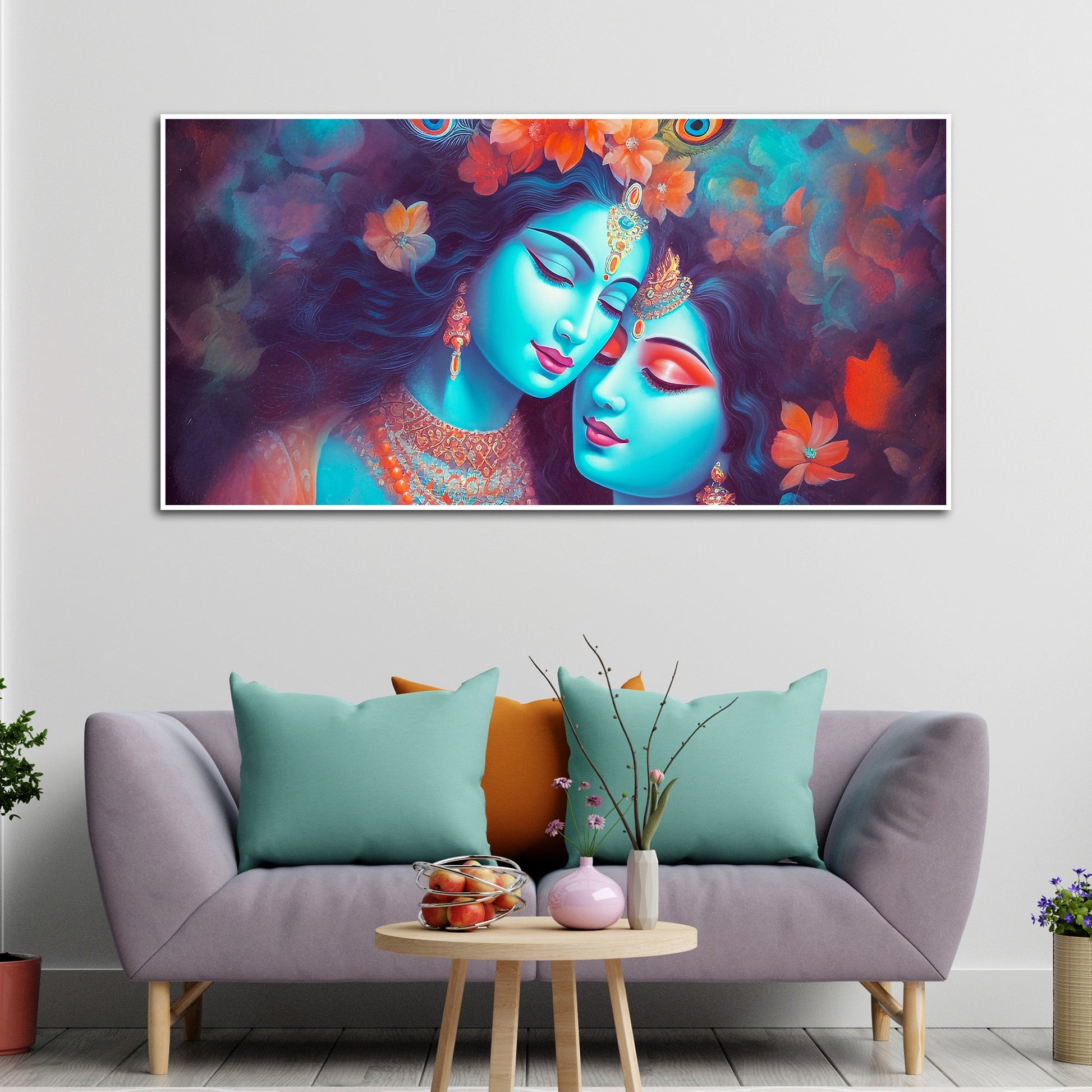 Divine Aura Radha Krishna Canvas Wall Painting