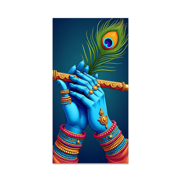 Divine Flute of Lord Krishna Premium Canvas Wall Painting