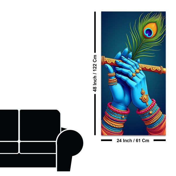 Divine Flute of Lord Krishna Premium Canvas Wall Painting