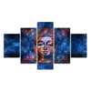 Divine Lord Buddha Head Colorful Wall Painting Five Pieces