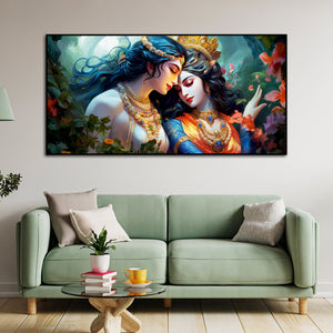 Divine Luster Painting of Radha Krishna Canvas Wall Painting