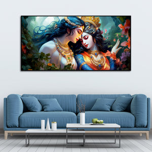 Divine Luster Painting of Radha Krishna Canvas Wall Painting