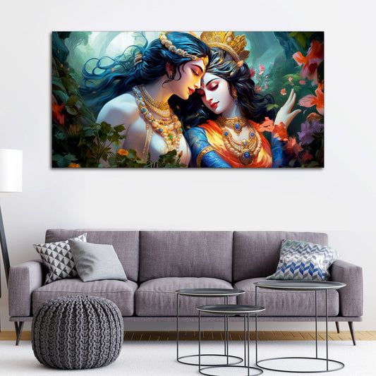 Divine Luster Painting of Radha Krishna Canvas Wall Painting