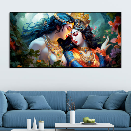 Divine Luster Painting of Radha Krishna Canvas Wall Painting