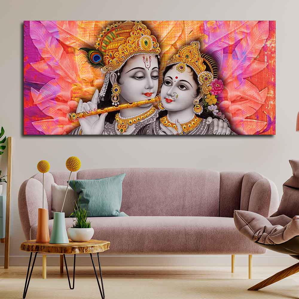 Divine Radha Krishna Big Canvas Wall Painting