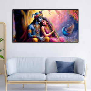 Divine Radha with Krishna Beautiful Canvas Wall Painting