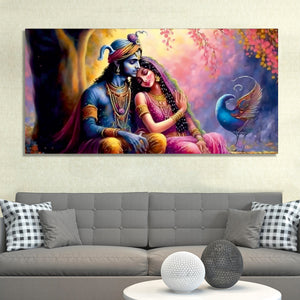 Divine Radha with Krishna Beautiful Canvas Wall Painting