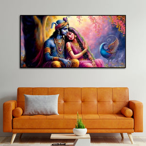 Divine Radha with Krishna Beautiful Canvas Wall Painting