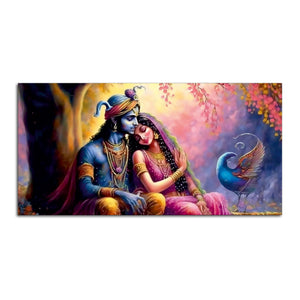 Divine Radha with Krishna Beautiful Canvas Wall Painting