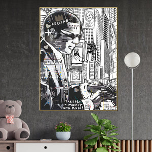 Drawn City New York Street At Night Cotton Canvas Wall Painting