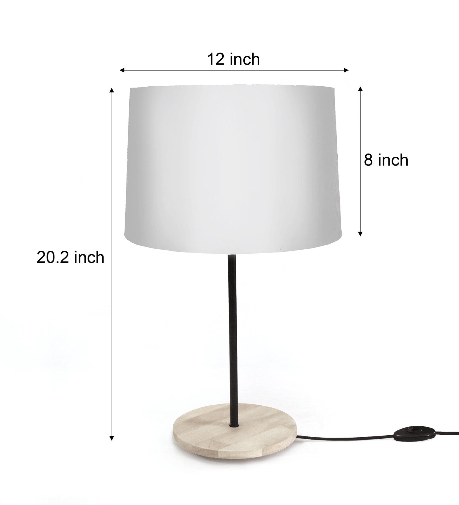 Drum Green Shaped Polyester Shade Table Lamp with Wood Base