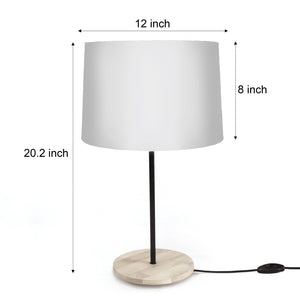 Drum Green Shaped Polyester Shade Table Lamp with Wood Base