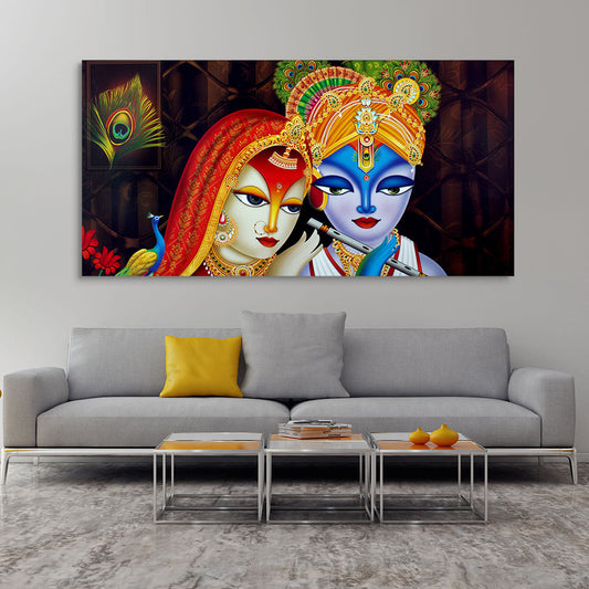 Dwarkadhish Krishna with Radha Canvas Wall Painting