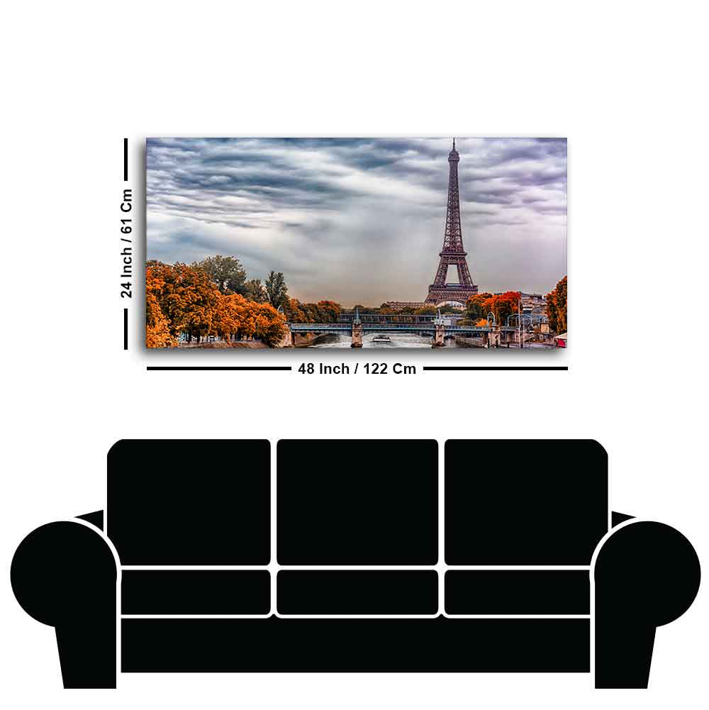 Eiffel Tower and Seine River Bedroom Wall Painting