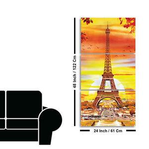 Eiffel Tower in Paris Wall Painting of 3 Pieces