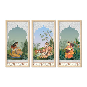 Elegance of the East Royal Mural Art Wall Frame Set of Three