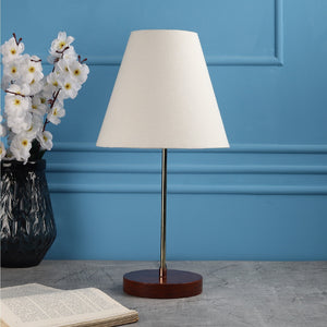 Elegant Night Lamp with Wooden Base Table Lamp White Shade