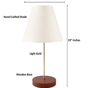 Elegant Night Lamp with Wooden Base Table Lamp White Shade