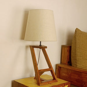 Elegant Table Lamp with Brown Base and Premium White Fabric Lampshade