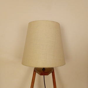 Elegant Table Lamp with Brown Base and Premium White Fabric Lampshade