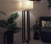 Elegant Wooden Floor Lamp with Brown Base and Beige Color Fabric
