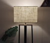 Elegant Wooden Floor Lamp with Brown Base and Beige Color Fabric