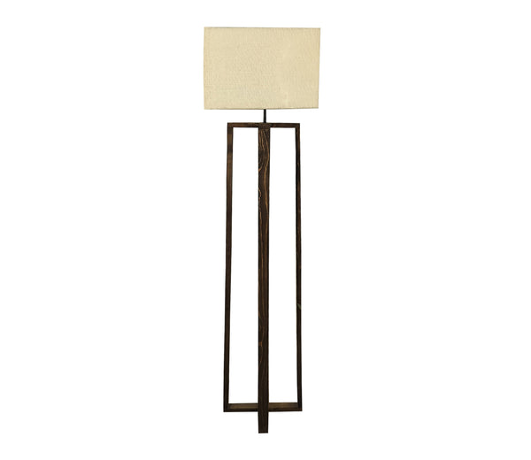 Elegant Wooden Floor Lamp with Brown Base and Beige Color Fabric