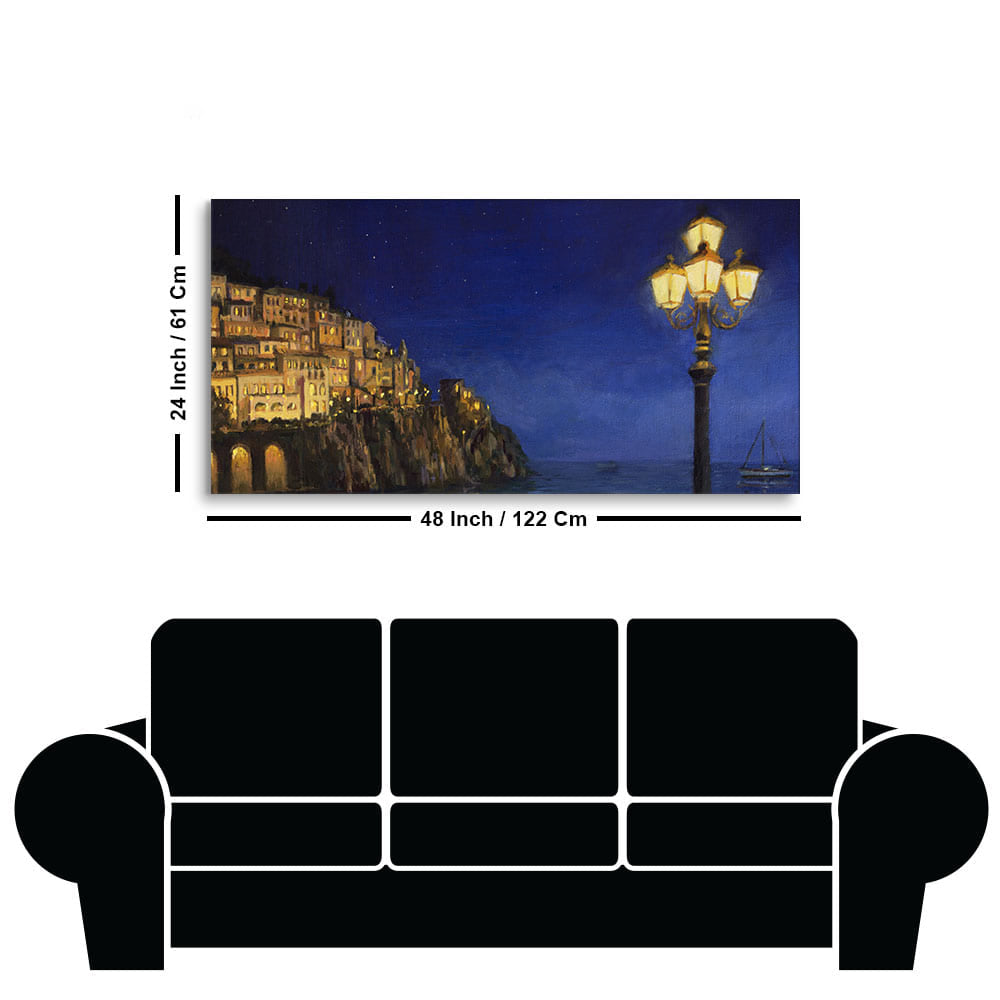 Evening at The Coast of Amalfi in Italy Canvas Wall Painting