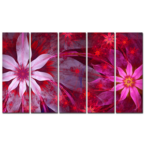 Exotic Flowers Canvas Wall Painting Set of Five